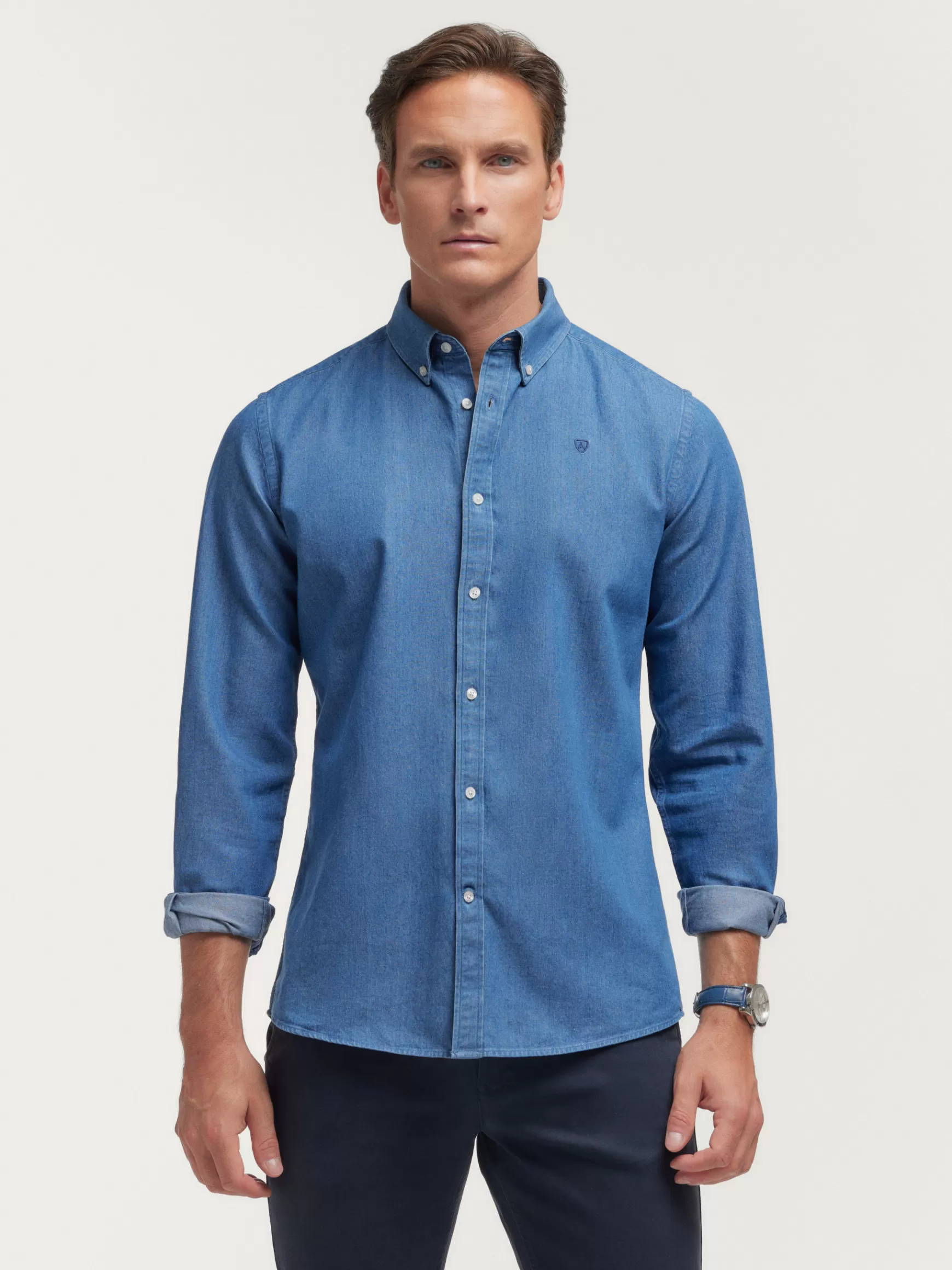 Hombre Alvaro Moreno Casual<CAMISA DENIM SLUB