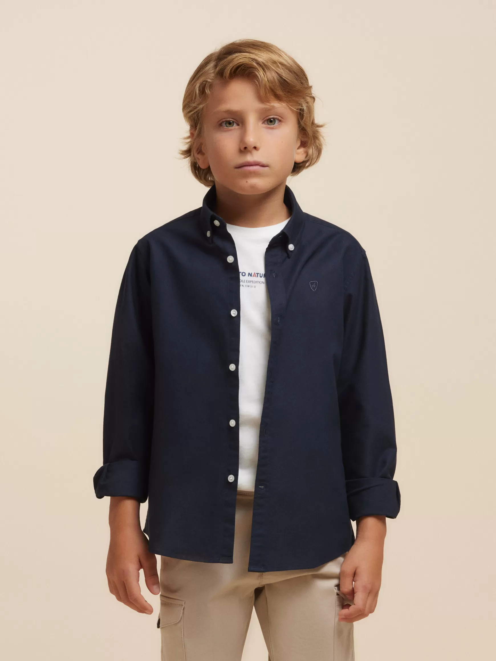 Alvaro Moreno Camisas<CAMISA OXFORD SOLID KIDS