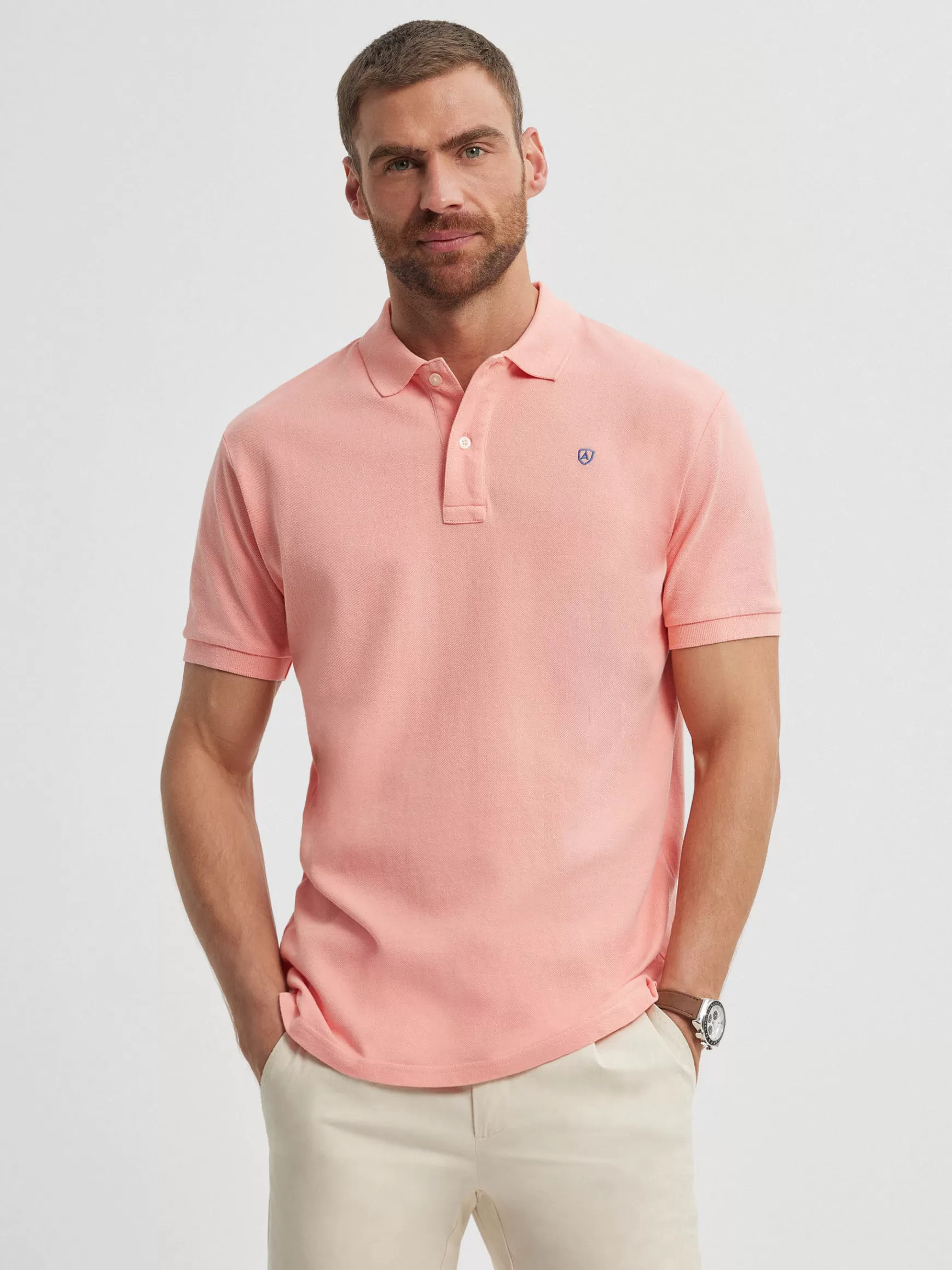 Hombre Alvaro Moreno Polos Y Poleras<POLO BASIC SALMÓN